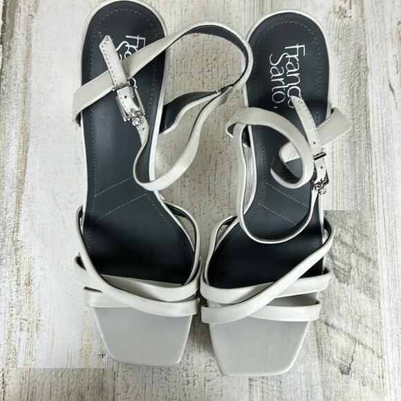 Franco Sarto Damalis womens 10m gray leather ankle strap block heel sandals - Picture 2 of 9